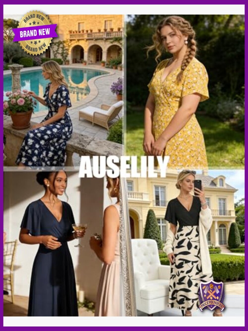 Maxi Wrap Dress Ruffle Sleeve Deep V Neck Long Flowy Formal - Picture 5 of 7
